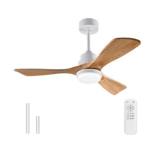 Hunter Crestfield 52in Flush Mount Fresh White with Drifted Oak/ White 5 Blades